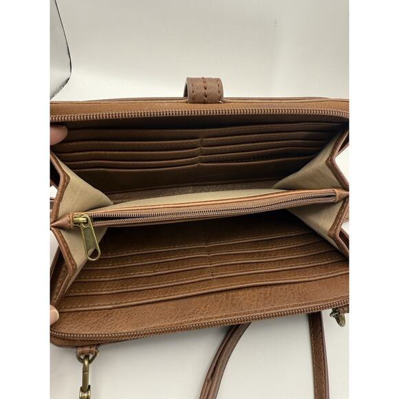 The Sak Iris Brown Leather Embossed Crossbody Wallet Clutch, Phone Holder, Xbody - Picture 6 of 9